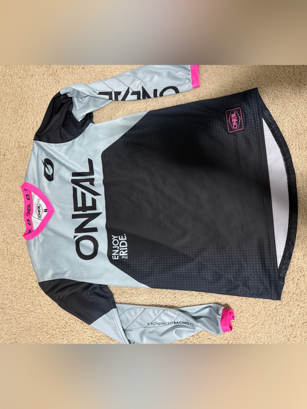 O'NEAL Black & Light Gray MTB Jersey with Pink Accents